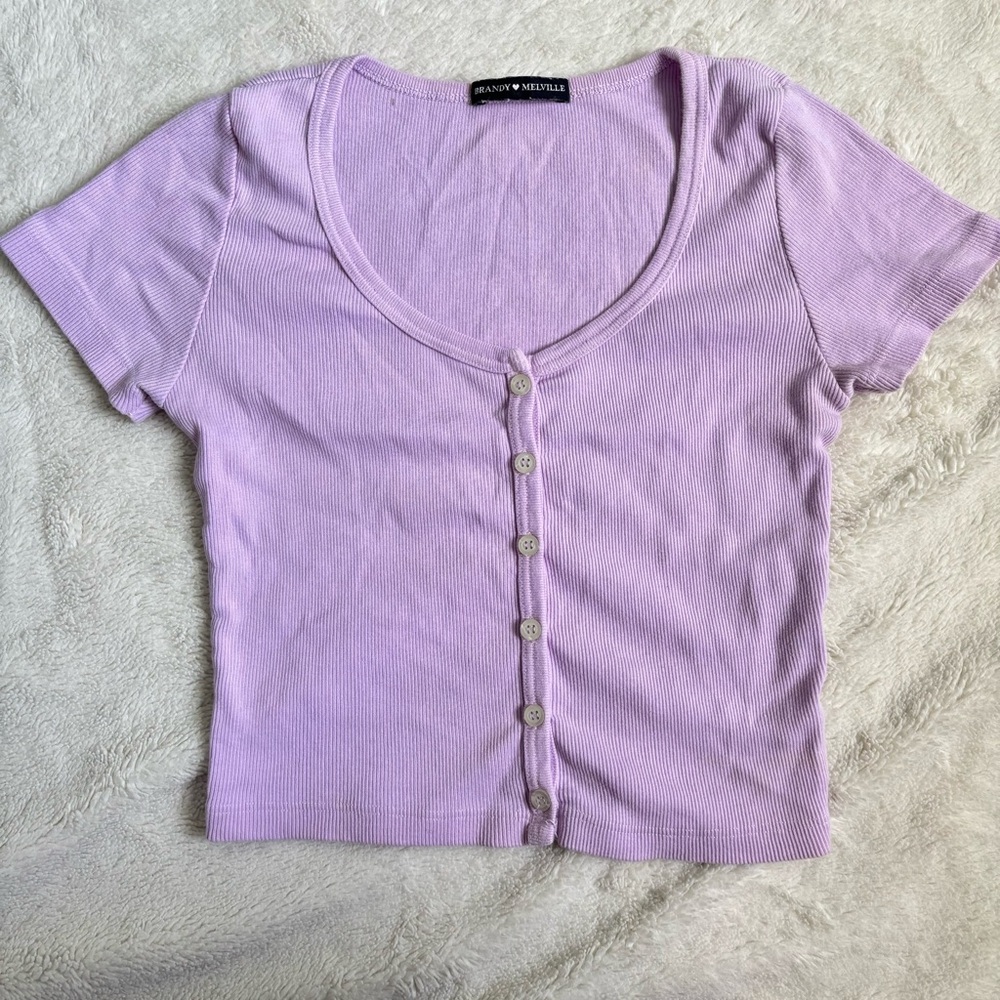 Brandy Melville lilac button up crop top